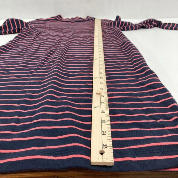 J. Jill Women's Small Mock Turtleneck Dress Navy/Coral Striped, Pockets, Soft! - Picture 4 of 8